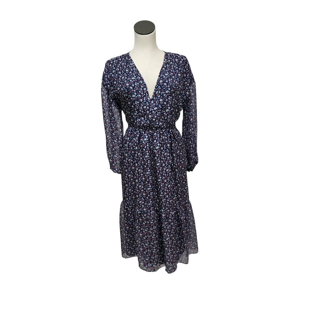 Madewell Women's Tie-Waist Midi Dress in Harvest Vine Navy Floral Size Large - Picture 5 of 10